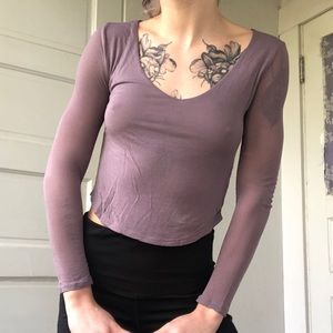 Purple Long Sleeve Mid Drift Shirt